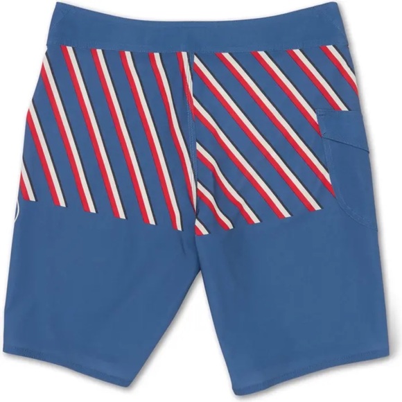 NWT Volcom Manic 2 Boardshorts Size 34 Blue and Red - Picture 2 of 8